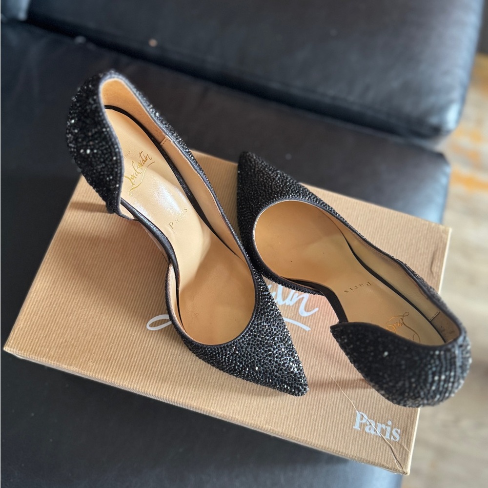 Christian Louboutin Black Glitter Heels - Picture 2 of 10